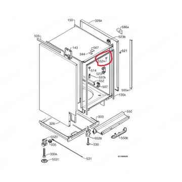 Винт боковой панели пмм Zanussi ZDT 5052 Б/У (1525272108 на схеме 552A)