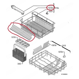 Держатель для посуды (гребёнка) верхней корзины пмм Zanussi ZDT 5052 Б/У (1525541205 на схеме 523B)