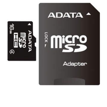  MicroSDHC 16Гб A-Data Класс 4 (адаптер)