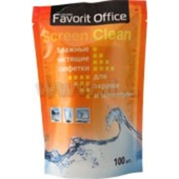 Влажные салфетки Favorit Office "Screen Clean" (для экранов, запасной блок, туба 100шт)