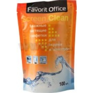 Влажные салфетки Favorit Office "Screen Clean" (для экранов, запасной блок, туба 100шт)