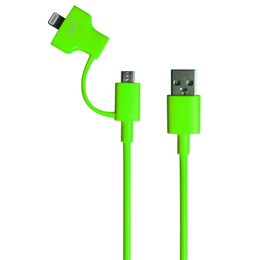 Кабель PQI i-Cable Du-Plug 90 Green (USB-microUSB/Lightning, 90см.)