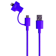 Кабель PQI i-Cable Du-Plug 90 Purple (USB-microUSB/Lightning, 90см.)