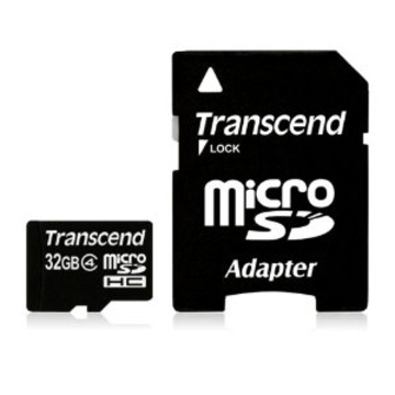  MicroSDHC 32Гб Transcend Класс 4 (адаптер)