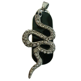 Оригинальная подарочная флешка Present ANIMAL13 16GB (флешка змея ползущая - серебряная на черном фоне, чешуя в виде кристаллов)