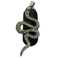 Оригинальная подарочная флешка Present ANIMAL13 32GB (флешка змея ползущая - серебряная на черном фоне, чешуя в виде кристаллов)