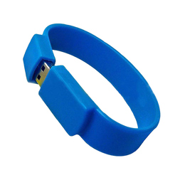 Оригинальная подарочная флешка Present BRT02 16GB Blue (флешка-браслет резиновый цветной, узкий, одноцветный)