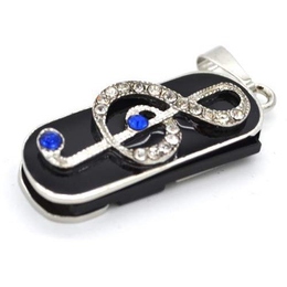Оригинальная подарочная флешка Present GTR05 128GB White Blue (скрипичный ключ в сине-белых камнях)