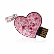 Оригинальная подарочная флешка Present HRT31 16GB (розовое сердце со стразами)