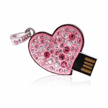 Оригинальная подарочная флешка Present HRT31 32GB (розовое сердце со стразами)