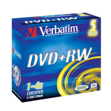 DVD+RW Verbatim Jewel Case 5шт (4.7GB, 4x, 43229)
