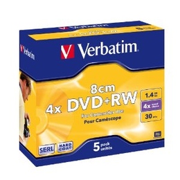 miniDVD+RW Verbatim Slim Case 5шт (1.4GB, 4x, 43565)
