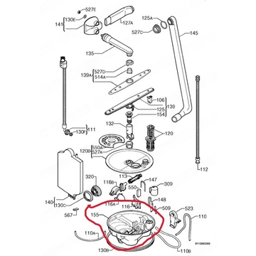 Чаша насоса пмм Zanussi ZDT 5052 Б/У (на схеме 155 рисунка 5)