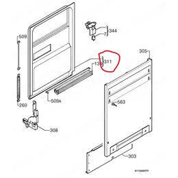 Панель двери внутренняя пмм Zanussi ZDT 5052 Б/У (на схеме 311)