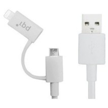 Кабель PQI i-Cable USB2.0-Lightning-microUSB Du-Plug White (0,9м)