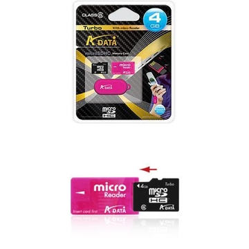  MicroSDHC 08Гб A-Data Класс 4 (microReader USB)