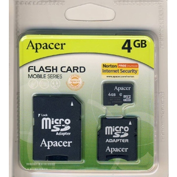  MicroSDHC 04Гб Apacer Класс 4 (2 адаптера)