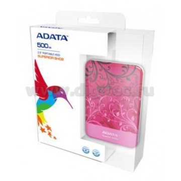 Внешний винчестер 500 gb A-Data SH02 Pink (2.5", USB2.0, защита от царапин)