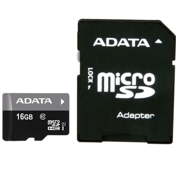  MicroSDHC 16Гб A-Data UHS-I Класс 10 (адаптер)