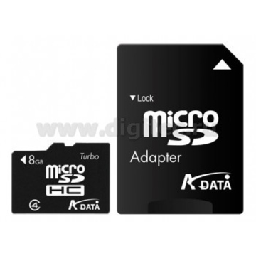  MicroSDHC 08Гб A-Data Класс 4 (адаптер)