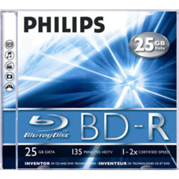 Blu-Ray BD-R Philips Jewel Case 1шт (25GB, 2x)