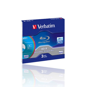 Blu-Ray BD-R Verbatim Slim Case 3шт (25GB, 4x, color, 43716)