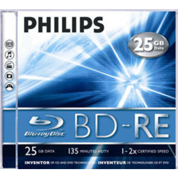 Blu-Ray BD-RE ("болванка") Philips Jewel Case 1шт (25GB, 2x)