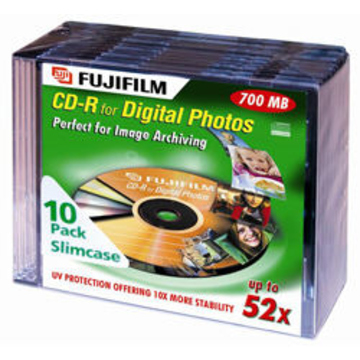 CD-R Fujifilm Slim Case 10шт (700MB, 52x, Black, защита от ультрафиолета)