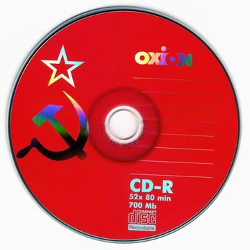 CD-R Oxion Cake Box 25шт (700MB, 52x, с рисунком "Серп и молот")