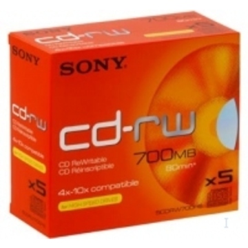 CD-RW Sony Jewel Case 5шт (700MB, 4x-10x)