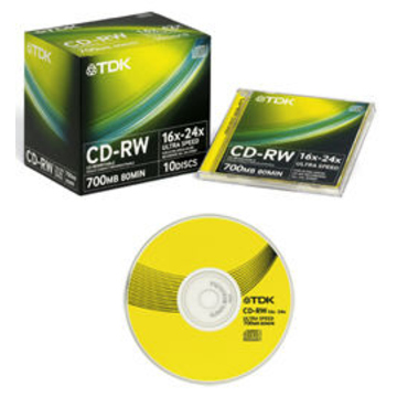 CD-RW TDK Jewel Case 10шт (700MB, 16x-24x)