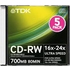 CD-RW TDK Slim Case 5шт 