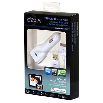 Адаптер питания автомобильный (USB-разъем + кабель, для iPad, iPhone, iPod)