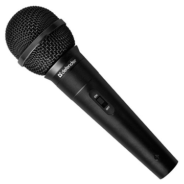Defender MIC-129 Black (проводной, для караоке, шнур 5м, адаптер 6,3 мм jack/3,5 мм jack, 64129)