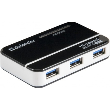USB-хаб Defender Quadro Quick (4 USB3.0 порта, блок питания DC 5В, 83510)