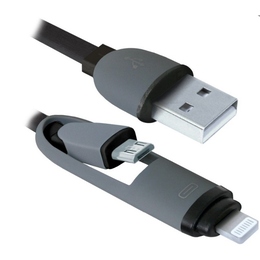 Кабель Defender USB10-03BP USB-microUSB-Lightning M-M Black (1м)