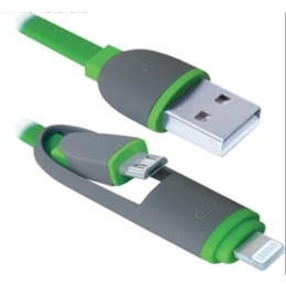 Кабель Defender USB10-03BP USB-microUSB-Lightning M-M Green (1м)