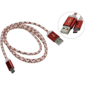 Кабель Defender USB08-03LT LED USB2.0-microUSB (1м) Red