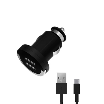 Зарядное устройство Deppa 11206 Black (автомобильное, 2xUSB, 2,1A, кабель microUSB)