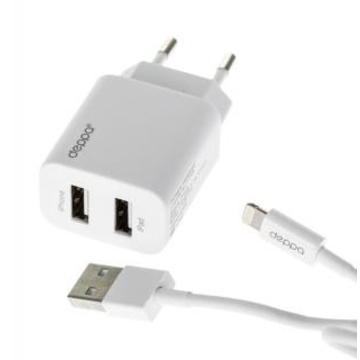 Зарядное устройство Deppa 11354 Ultra MFI White (сетевое, USB, 2.1A, для iPhone 5/6)