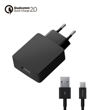 Зарядное устройство Deppa 11375 QuickCharge 2.0 Black (сетевое, 2A, кабель microUSB )