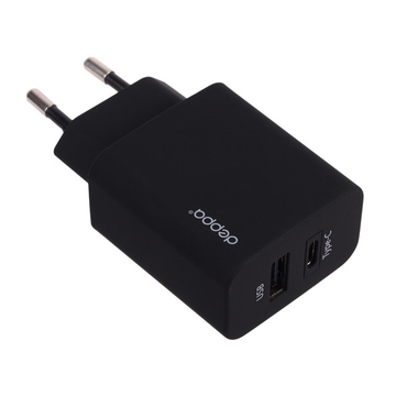 Зарядное устройство Deppa 11377 Ultra Black (сетевое, USB+USB-C, 3,4A, без кабеля)