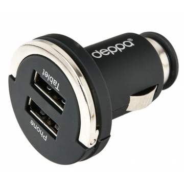 Зарядное устройство Deppa 11510 Black (автомобильное, 3.1A, USB)