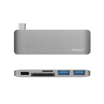 Картридер Deppa 72217 Grey (для MacBook, USB-A, USB-C, SD, microSD)