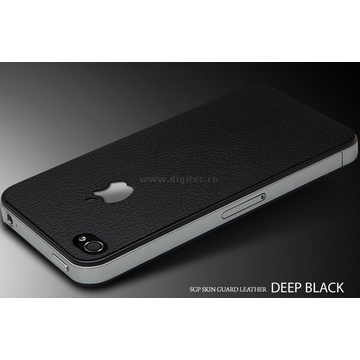 iPhone4 Чехол полиуретан черный (в комлекте пленка для защиты экрана)