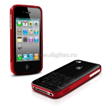 iPhone4 Чехол полиуретан красный (в комлекте пленка для защиты экрана)