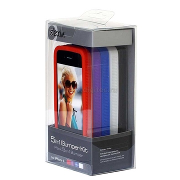 Bumper case (для iPhone 4, набор из 5 штук, черный, белый, синий, фиолет, красный)