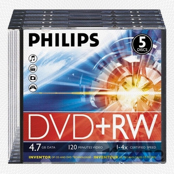 Диск DVD-RW Philips Slim Case 5шт (4.7GB, 4x)