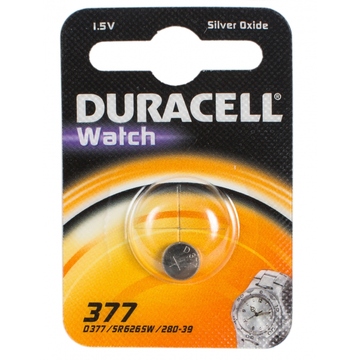 Батарейка Duracell LR377-1BL (cеребряно-цинковая, SR66, 1.55 В, 28mAh, 1 шт., в блистере, для часов)