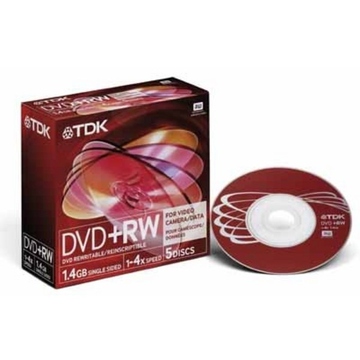 miniDVD+RW TDK Jewel Case Case,5шт (1.4GB, 4x, 8см)